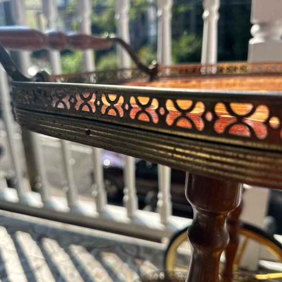 Bar Cocktail Tea Cart Trolley Beverage Italian 1950 Hollywood Regency Marquetry - Picture 2 of 9